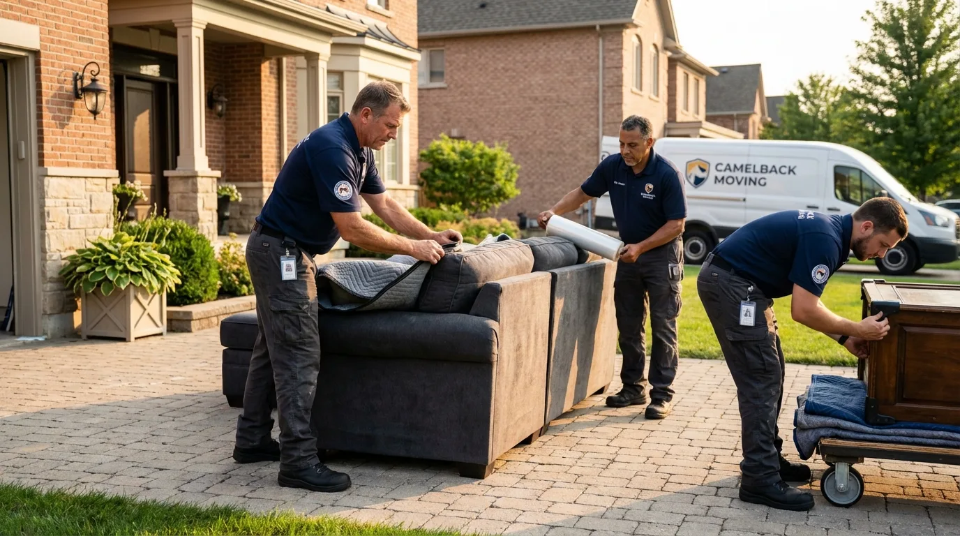 Large estate moving crew wrapping furniture in Cowan, TN